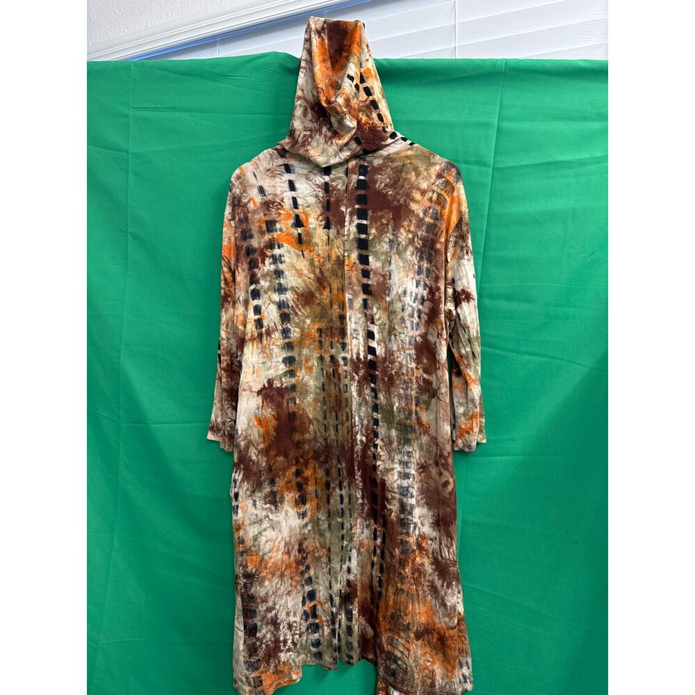 Coin 1804 women’s Tie-Dye Jersey funky Boho long sleeve hoodie open Cardigan  2X - Picture 5 of 7